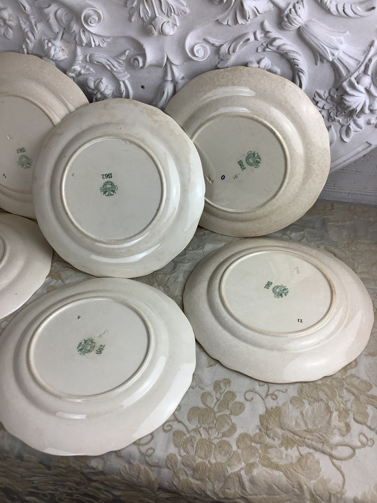 Lot de 6 assiettes plates anciennes Villeroy & Boch, modèle Vieux Strasbourg – Réf. 27N