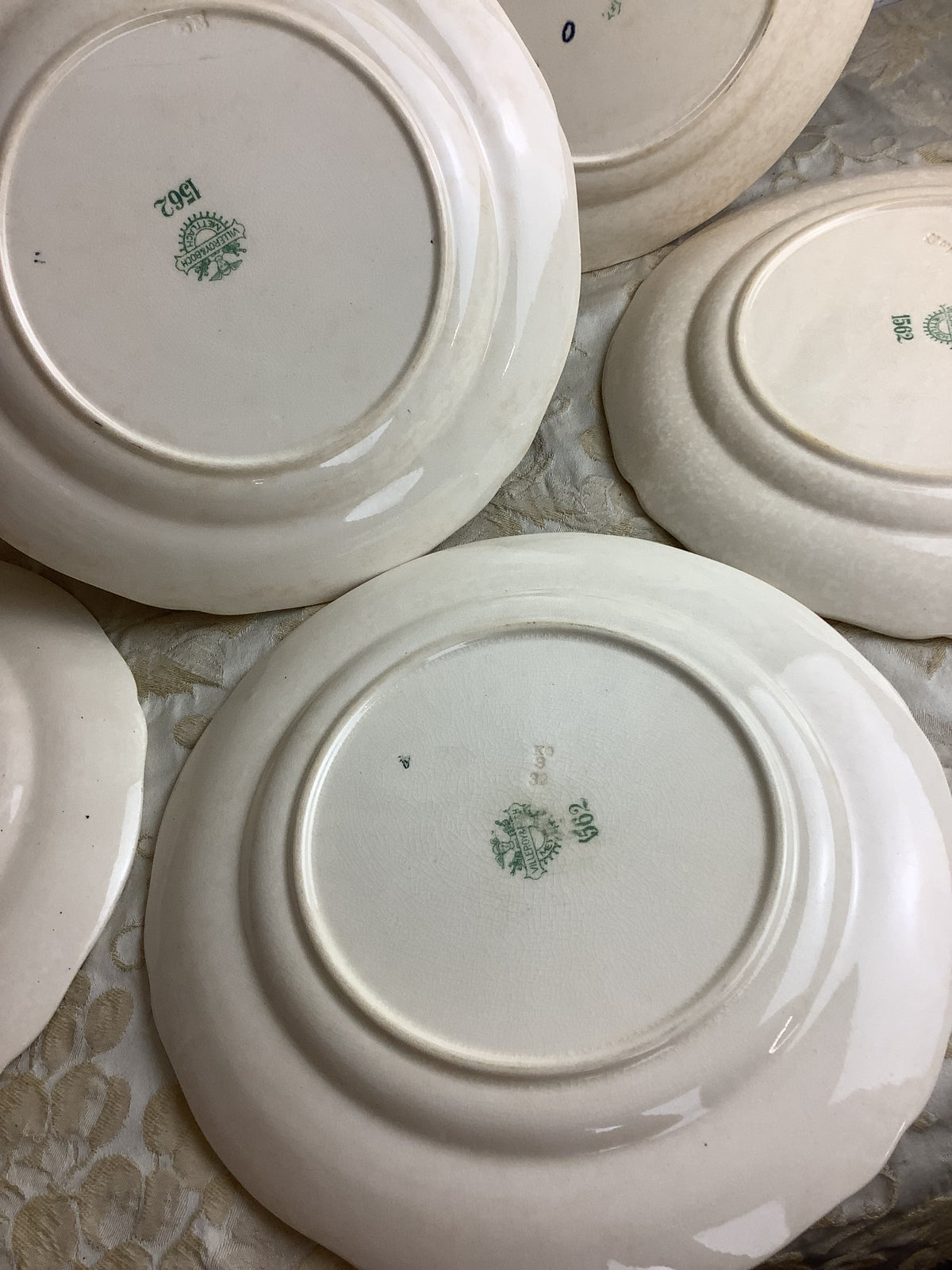 Lot de 6 assiettes plates anciennes Villeroy & Boch, modèle Vieux Strasbourg – Réf. 27N