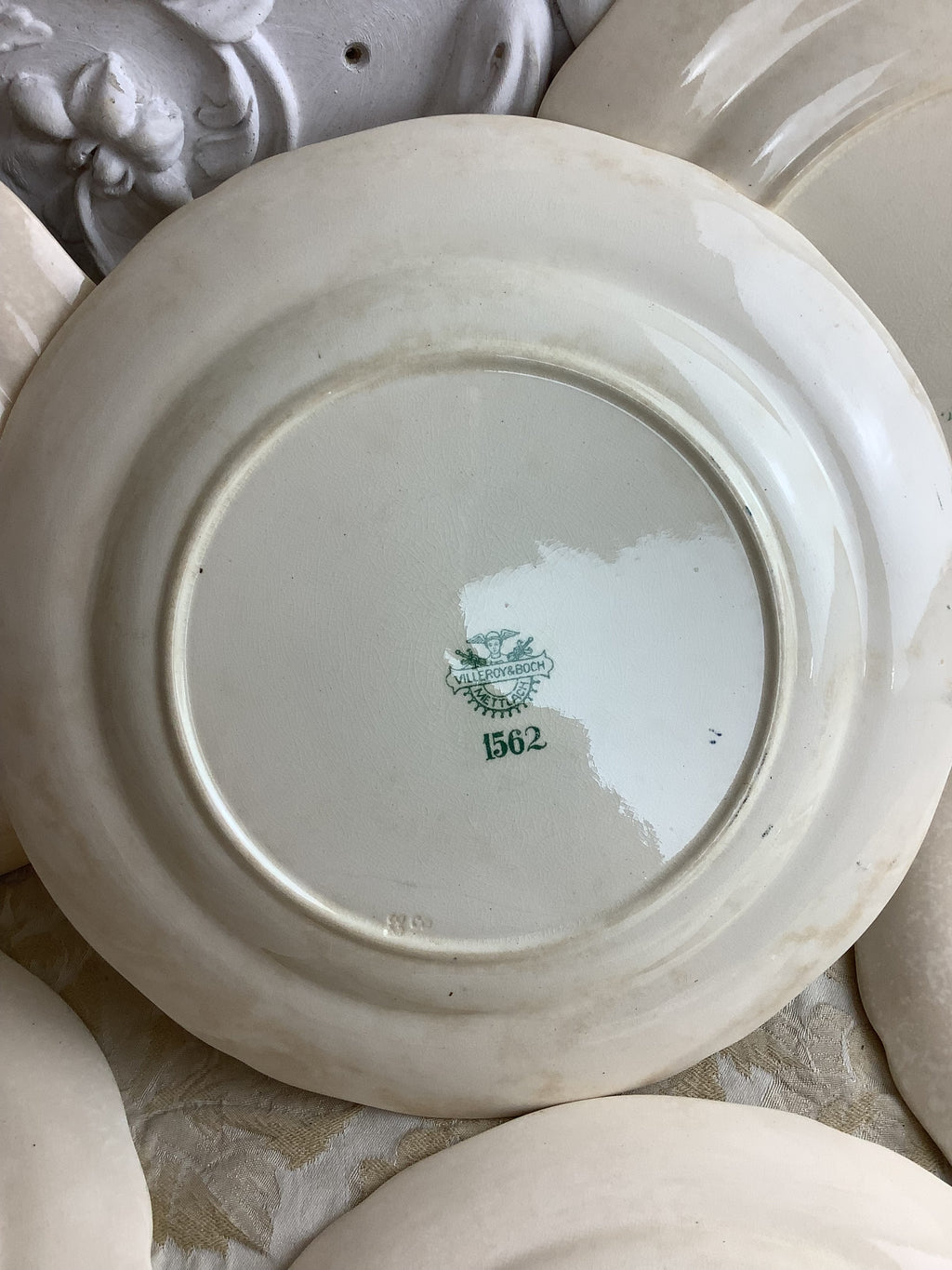 Lot de 6 assiettes plates anciennes Villeroy & Boch, modèle Vieux Strasbourg – Réf. 27N