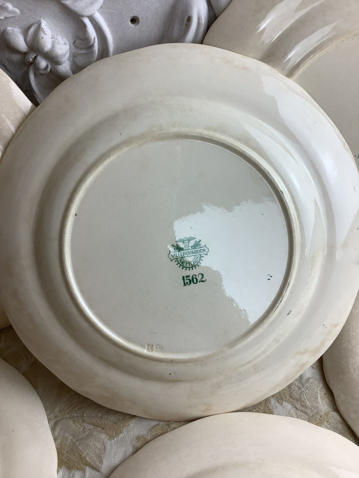 Lot de 6 assiettes plates anciennes Villeroy & Boch, modèle Vieux Strasbourg – Réf. 27N