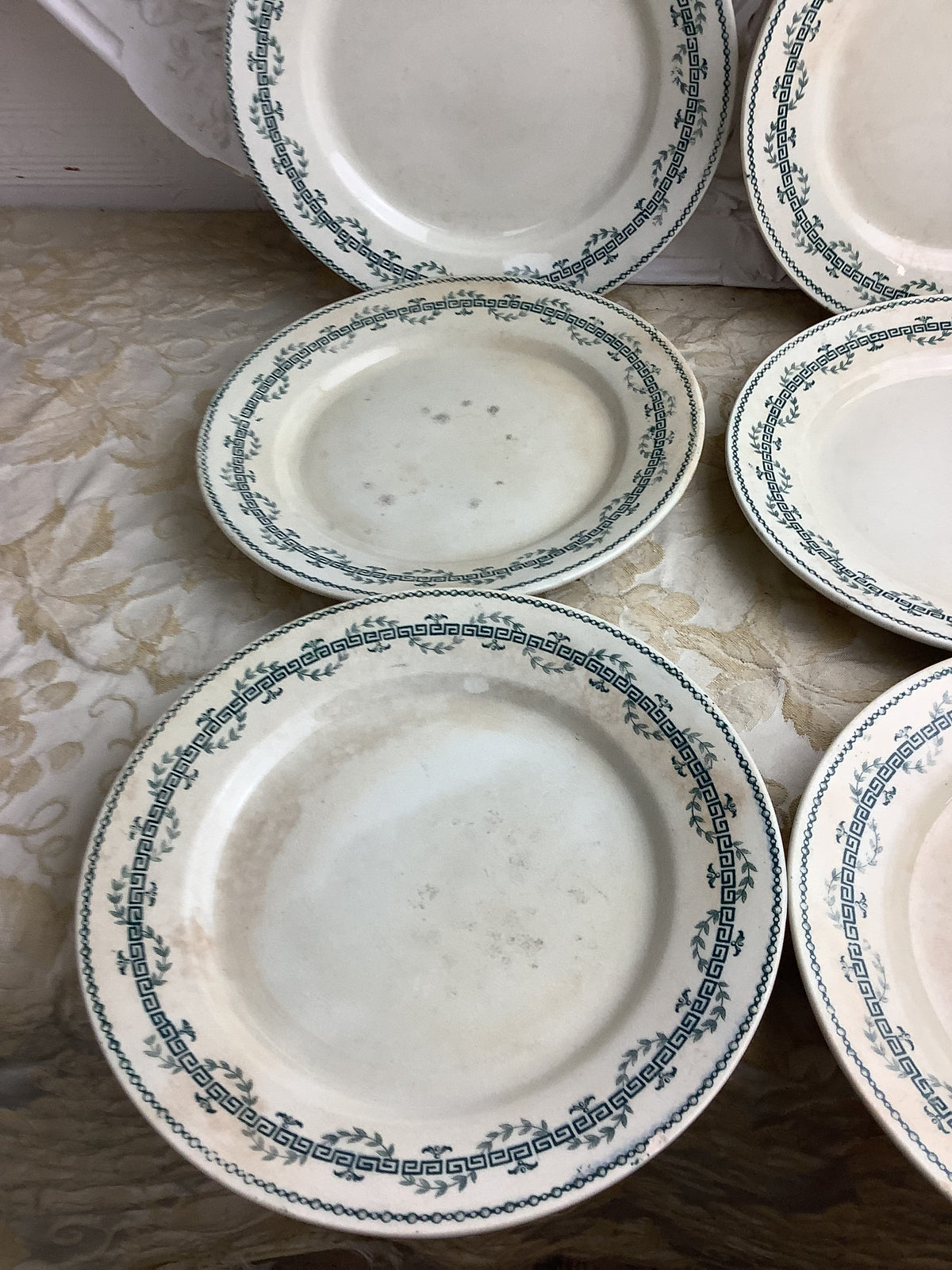 Lot de 6 assiettes plates anciennes Gien modèle Austerlitz – Réf. 8D