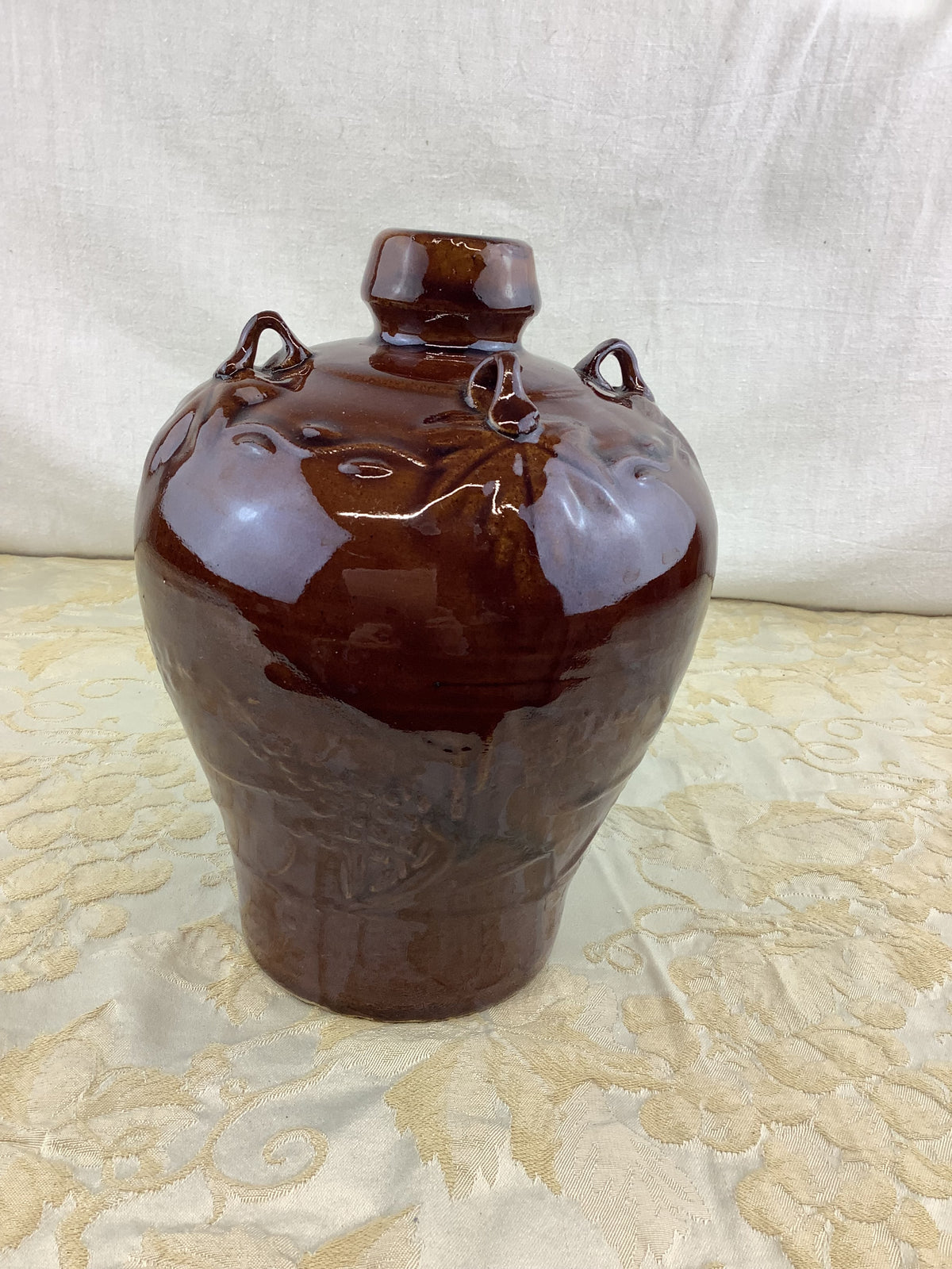 Ancienne cruche en grès émaillé brun – Réf. 10M
