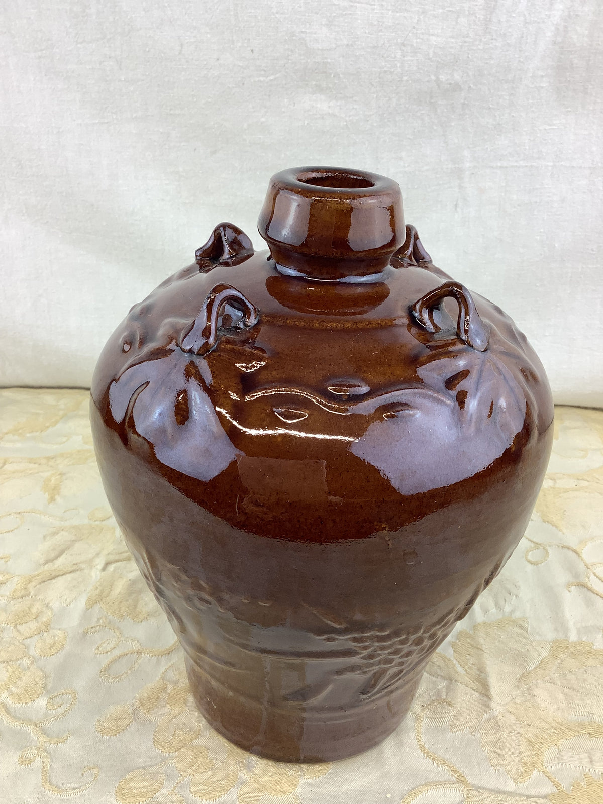 Ancienne cruche en grès émaillé brun – Réf. 10M