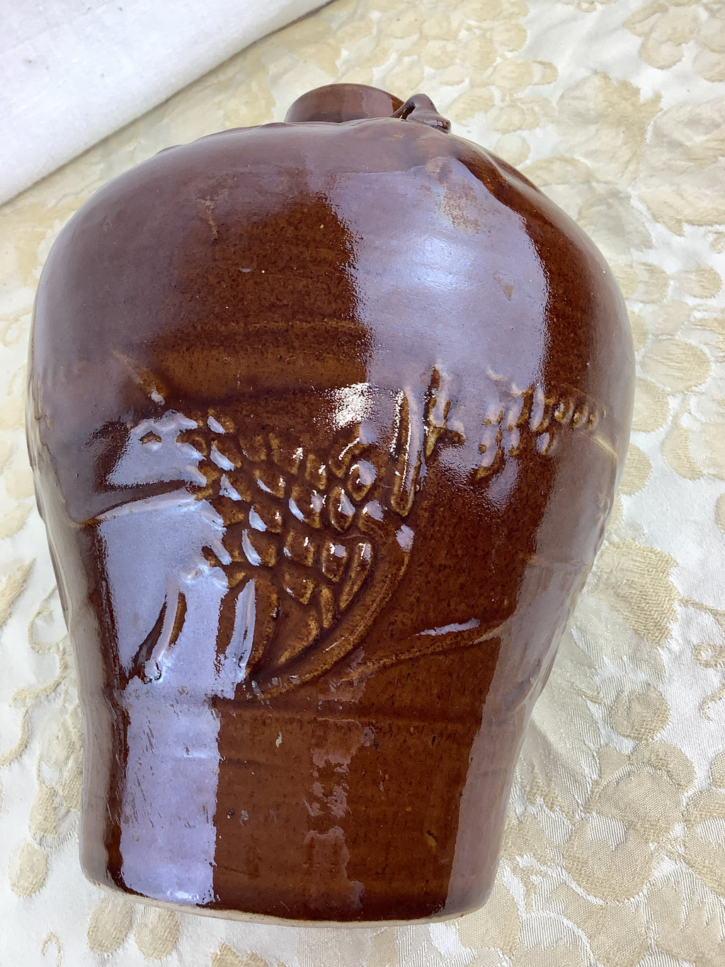 Ancienne cruche en grès émaillé brun – Réf. 10M